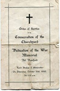 Orderof Service for the Dedication of the War Memorial